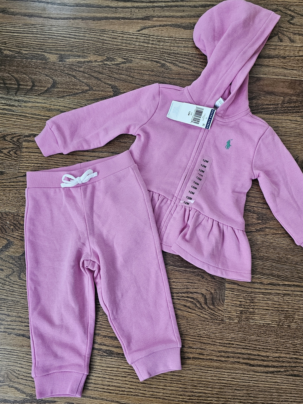 Ralph Lauren Pink Hooded Ruffle Hem Hoodie & Joggers Set